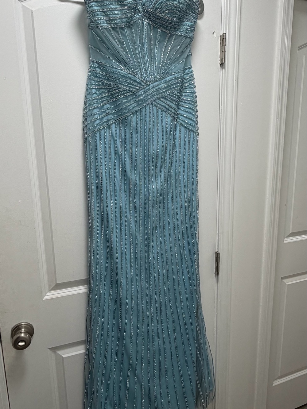 Jovani Light Blue Beaded Prom Gown Size 6 - Picture 2 of 7